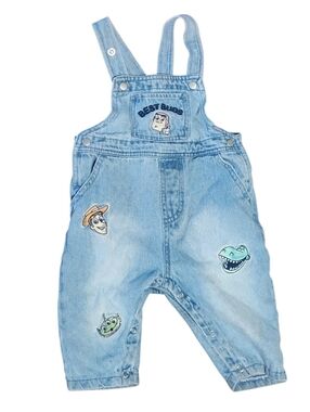 Vintage Disney Baby Denim Overalls Toy Story Buzz Woody Best Buds Size 6 9 Mos